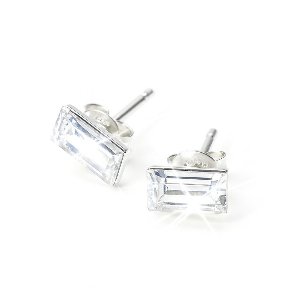 BECHTGOLD "LumiRecta" – 925 Silber Ohrstecker mit Zirkonia