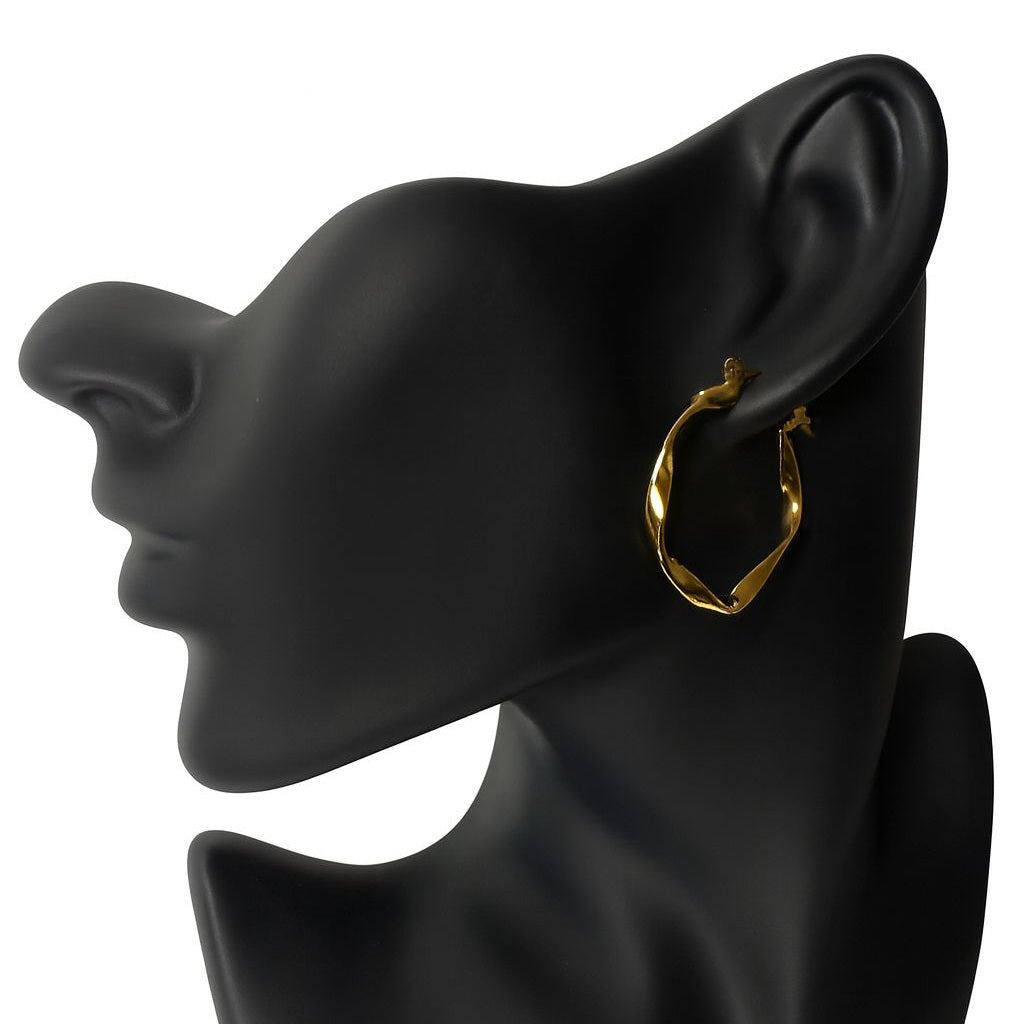 BECHTGOLD ,,Fluent" 14K vergoldete Creolen aus Edelstahl
