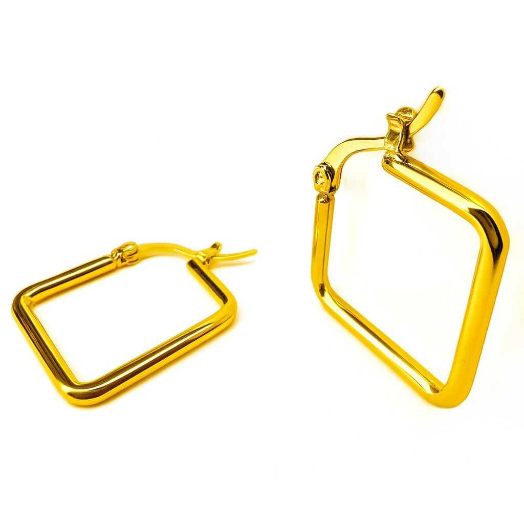 BECHTGOLD Quadratische Creolen 14k vergoldetes Edelstahl – Elegant & Modern