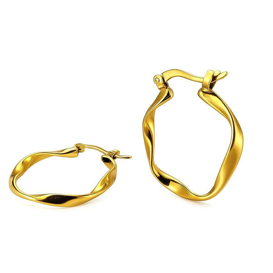 BECHTGOLD ,,Fluent" 14K vergoldete Creolen aus Edelstahl