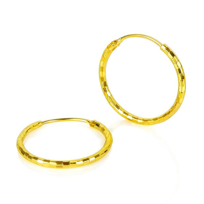 BECHTGOLD ,,Golden Mosaic" Kleine runde 14K vergoldete Damen Creolen aus 925er Silber