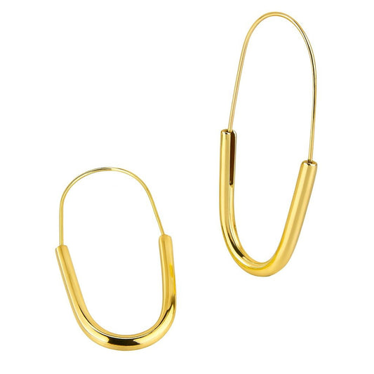 BECHTGOLD ,,U-Line" Stainless Steel 18 Karat vergoldete Damenohrringe
