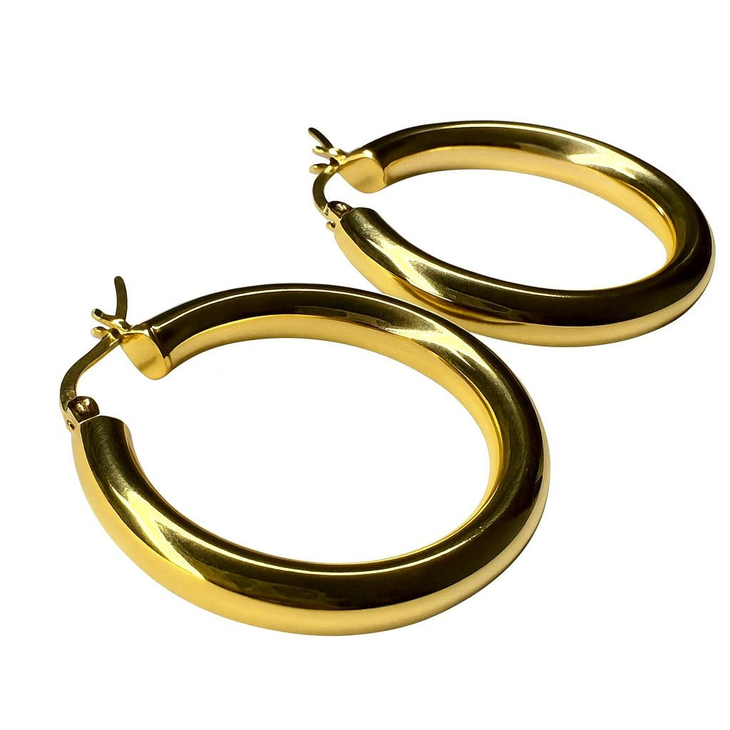 BECHTOLD 14K vergoldete Creolen Damen – 925er Silber, 30 mm, 4 mm dick, hypoallergen & leicht