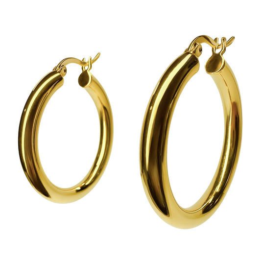 BECHTOLD 14K vergoldete Creolen Damen – 925er Silber, 30 mm, 4 mm dick, hypoallergen & leicht